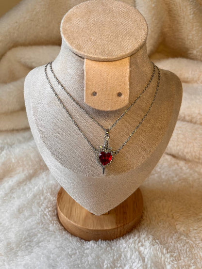 Collar Espada Corazon Pareja +CAJAREGALO